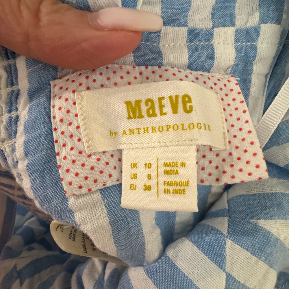 Maeve by Anthropologie Blue and White Striped Top - Picture 4 of 6